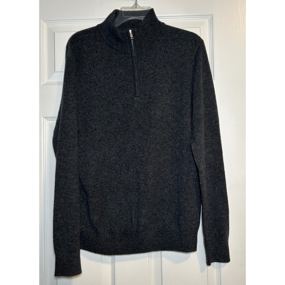 Quince Mongolian Cashmere‎ Quarter Zip Sweater Mens Medium Charcoal Grey STIEC01